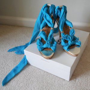 Bakers "Tonya" Blue Fabric/Cork Sandals Size 8